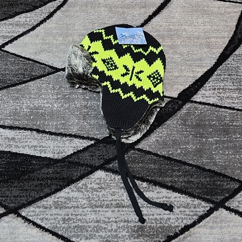 NOCHILLA WINTER FAUX-FUR LINED NEON KNIT TROPPER HAT UNISEX ONE- SIZE